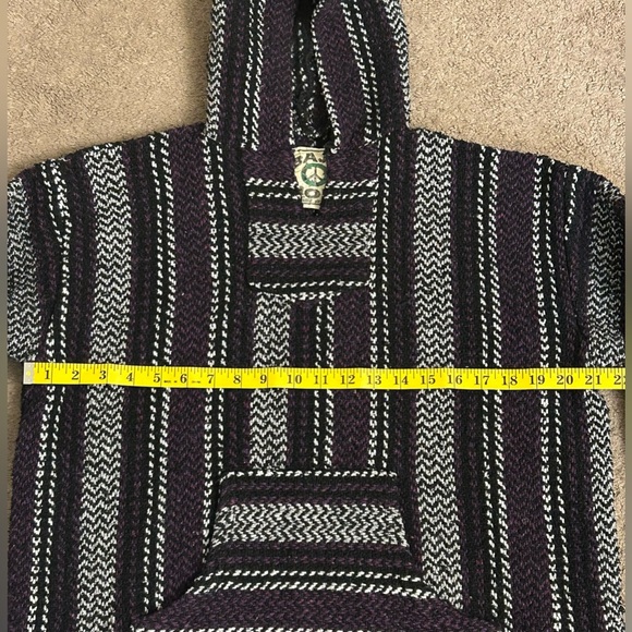Baja Joe Mens M Purple White Gray Pullover Beach Hippie Hoodie Boho Well Loved - Picture 5 of 8